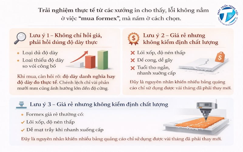 Lưu ý thực tế khi mua và sử dụng formex từ các xưởng quảng cáo